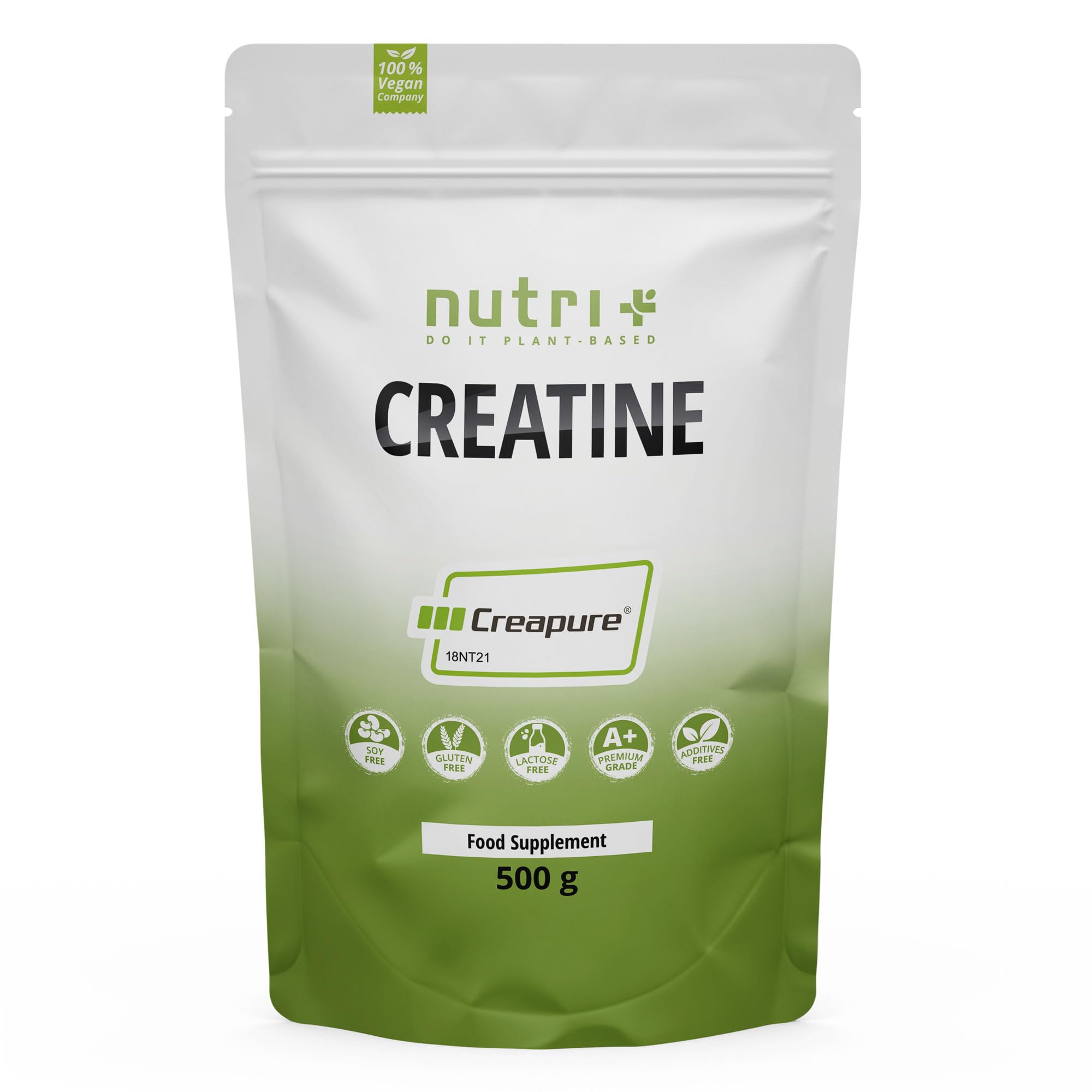 Creapure Vegan Creatine - Monohidrato Puro - Per Sportivi - Durante Allenamento Intensivo - 99,99% Puro - 500 g